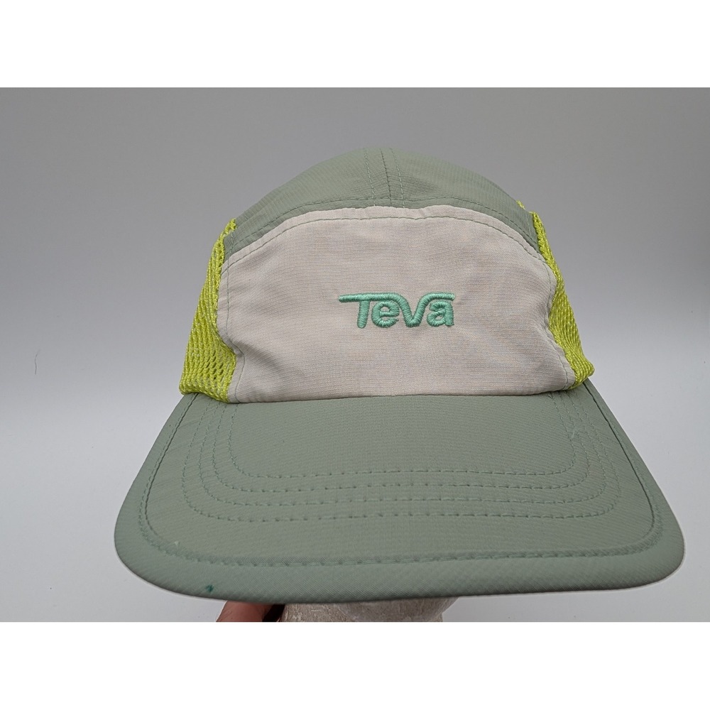 Teva 5 Panel Camper Hat Sage Green Mesh Side Panels Adjustable Strap Outdoor Cap